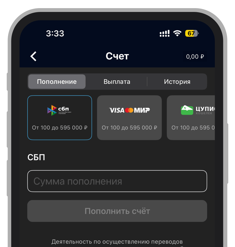 Способы внесения денег на счёт