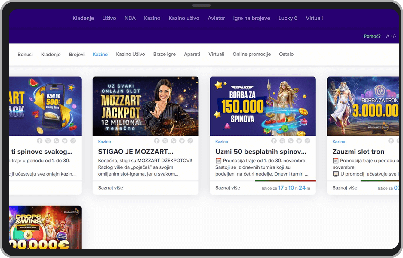 Mozzart casino bonusuri și promoții