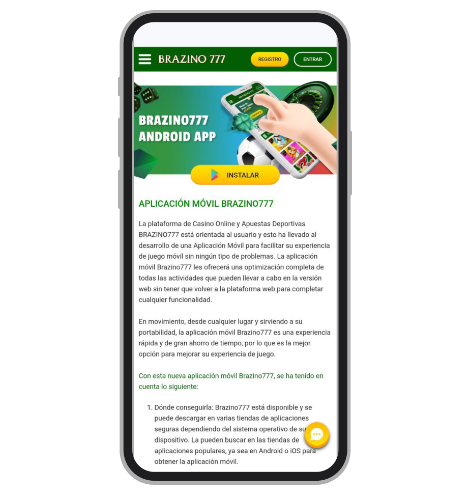 APK de Brazino. Página de instalación