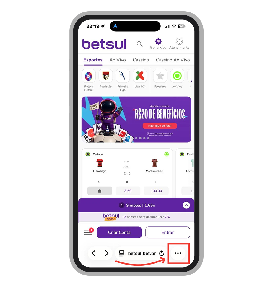 Acesse o menu de Safari 