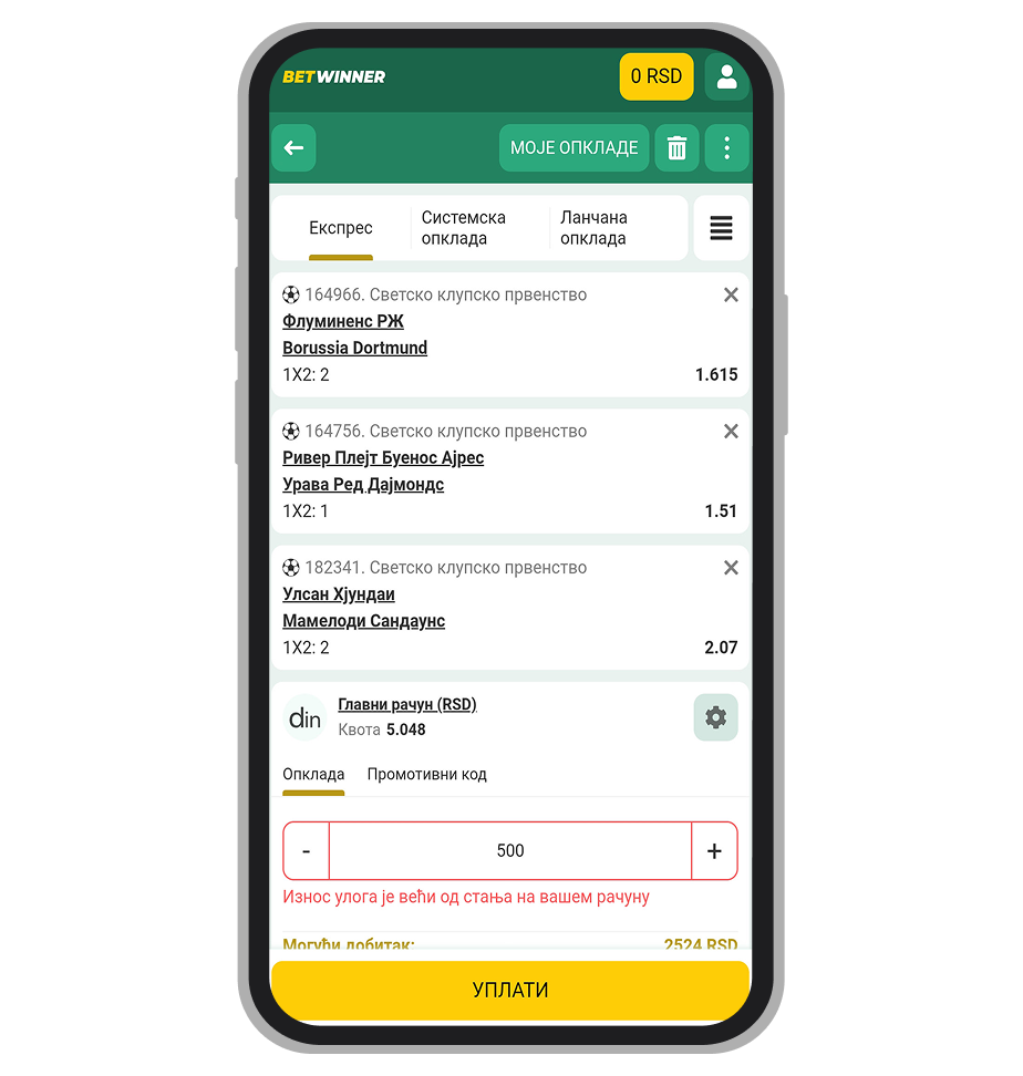 BetWinner betslip