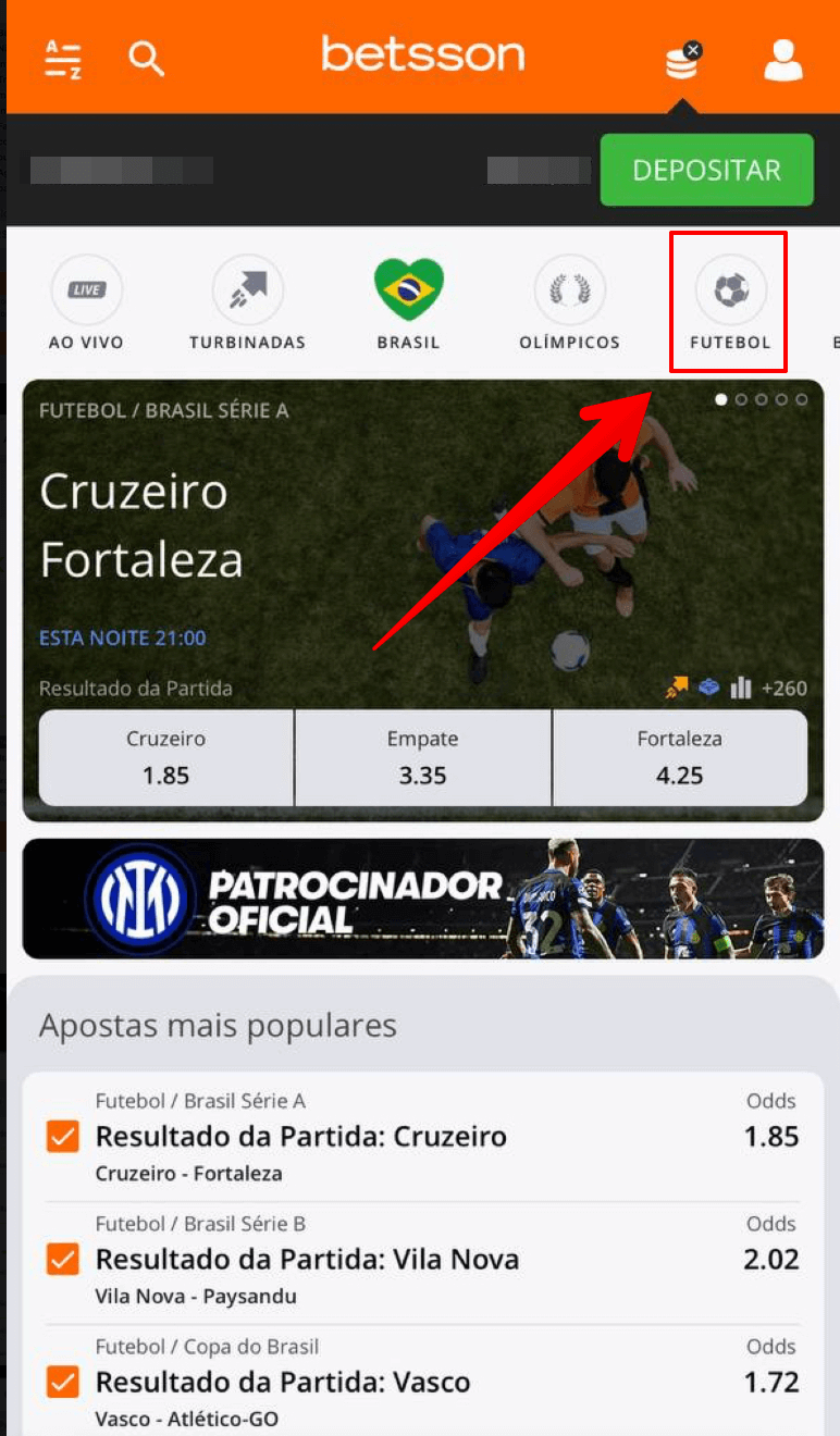 Selecione uma das modalidades esportivas