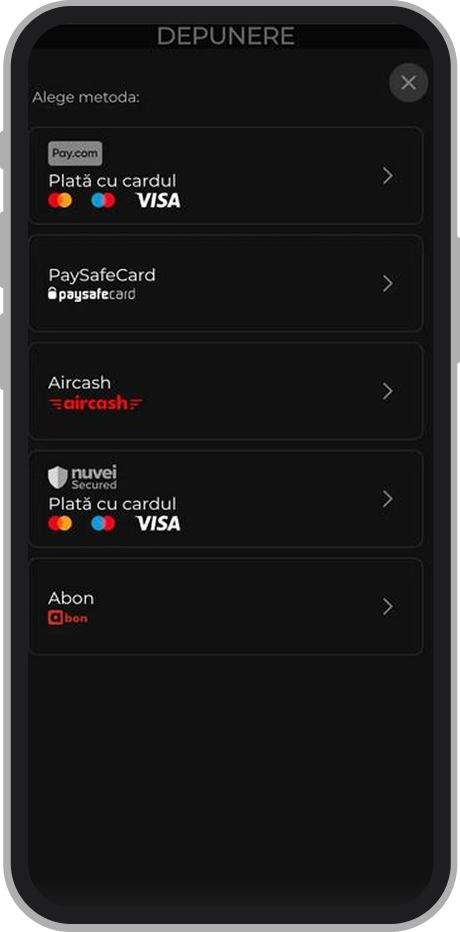 Opțiuni de depunere Princess Casino