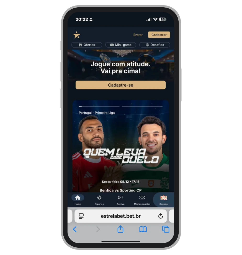 Página inicial da EstrelaBet