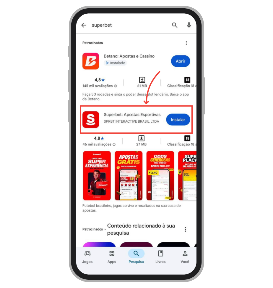 Na barra de busca, digite o nome da casa