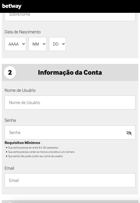 Crie um nome de usuário e senha