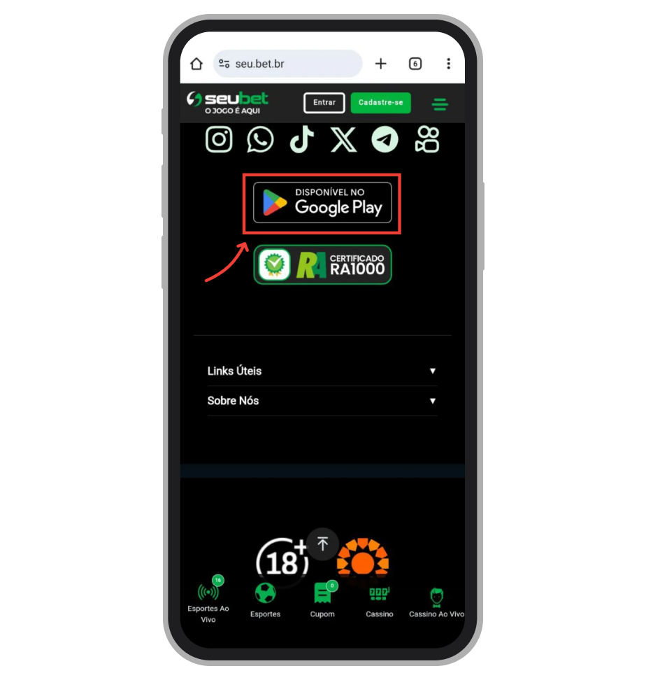 Toque no banner da Google Play 