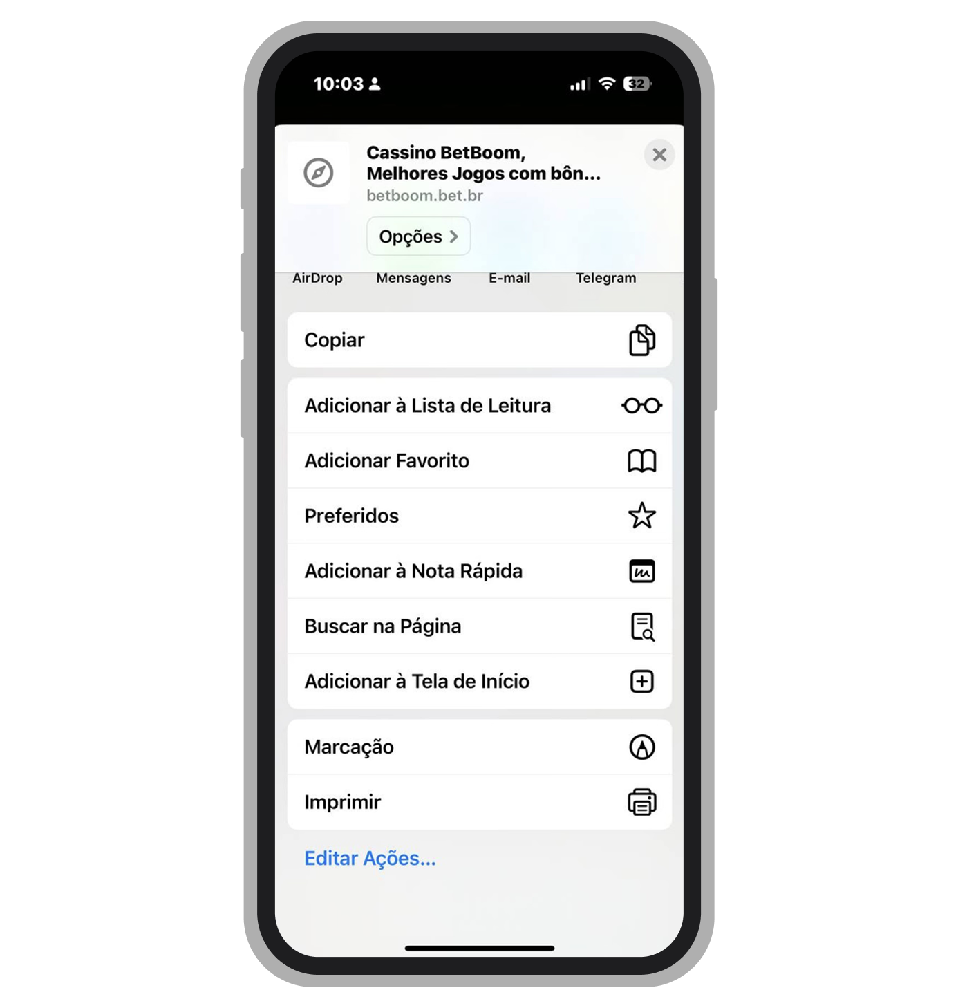 Criação de atalho no iPhone 