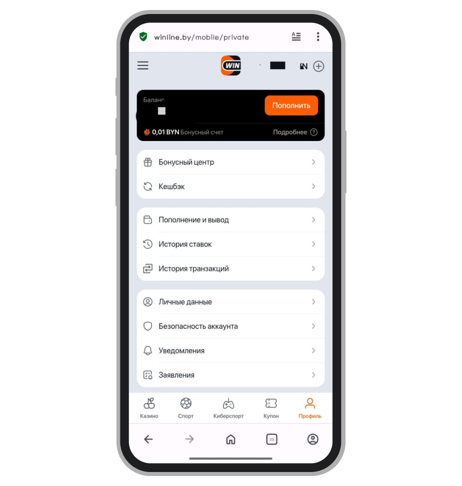 ЛК букмекера