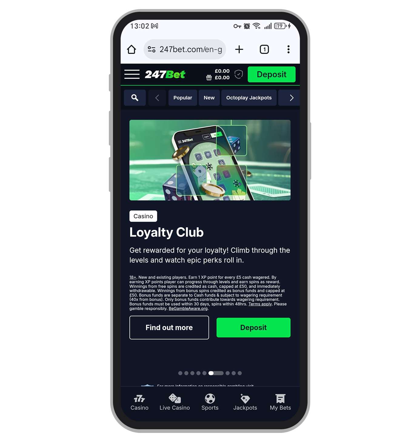 Press the "deposit" button