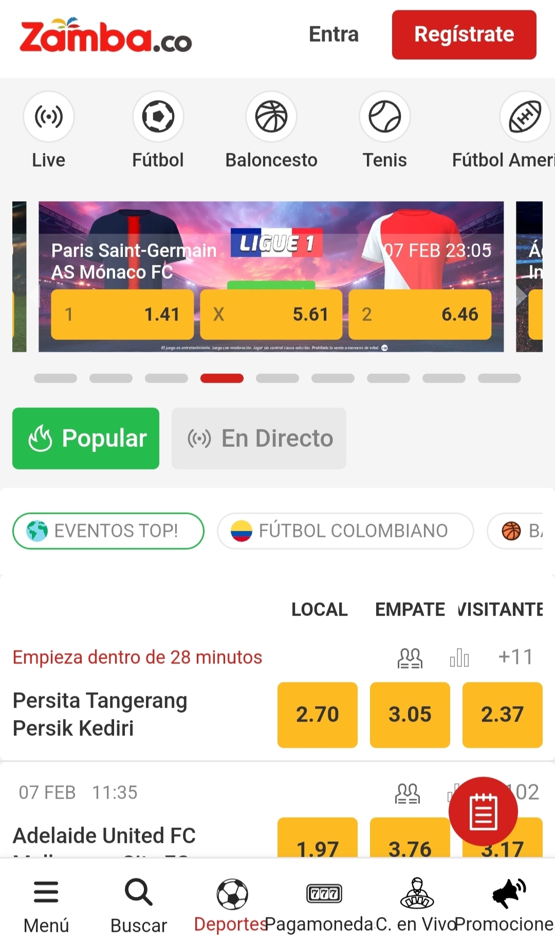 Página de apuestas deportivas principal