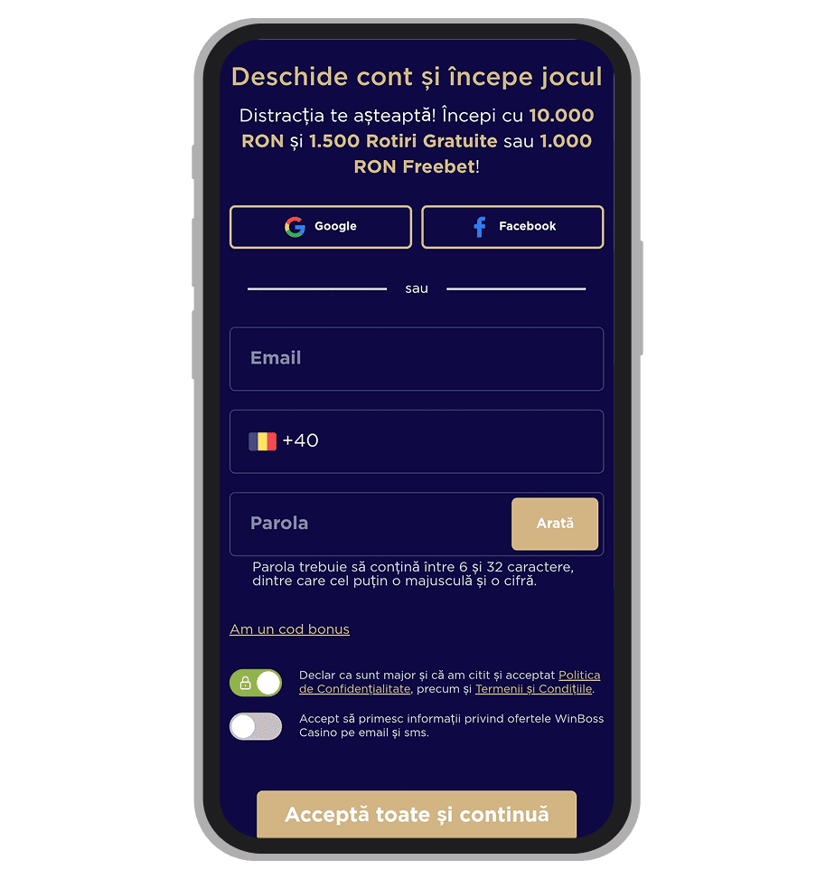 Formular înregistrare (prima parte)