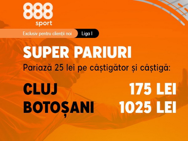 legalbet.ro: Profită acum de promoţia 888 Sport pentru meciul CFR Cluj - FC Botoşani.