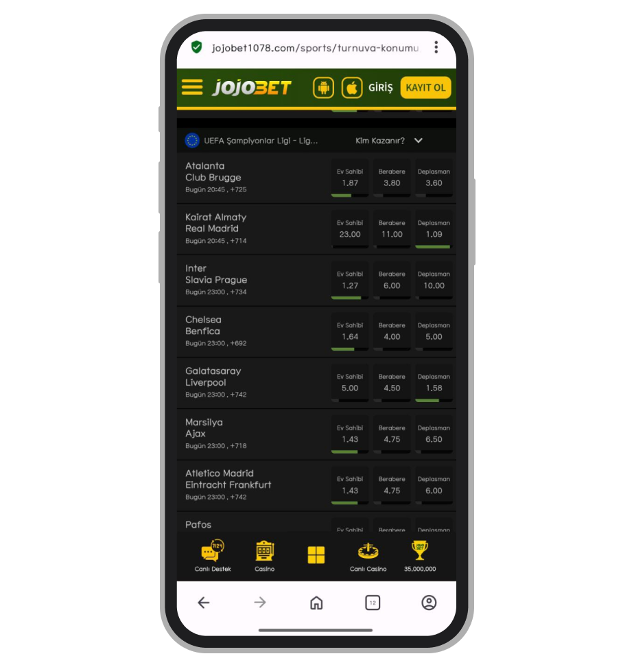 Линия на Лигу Чемпионов