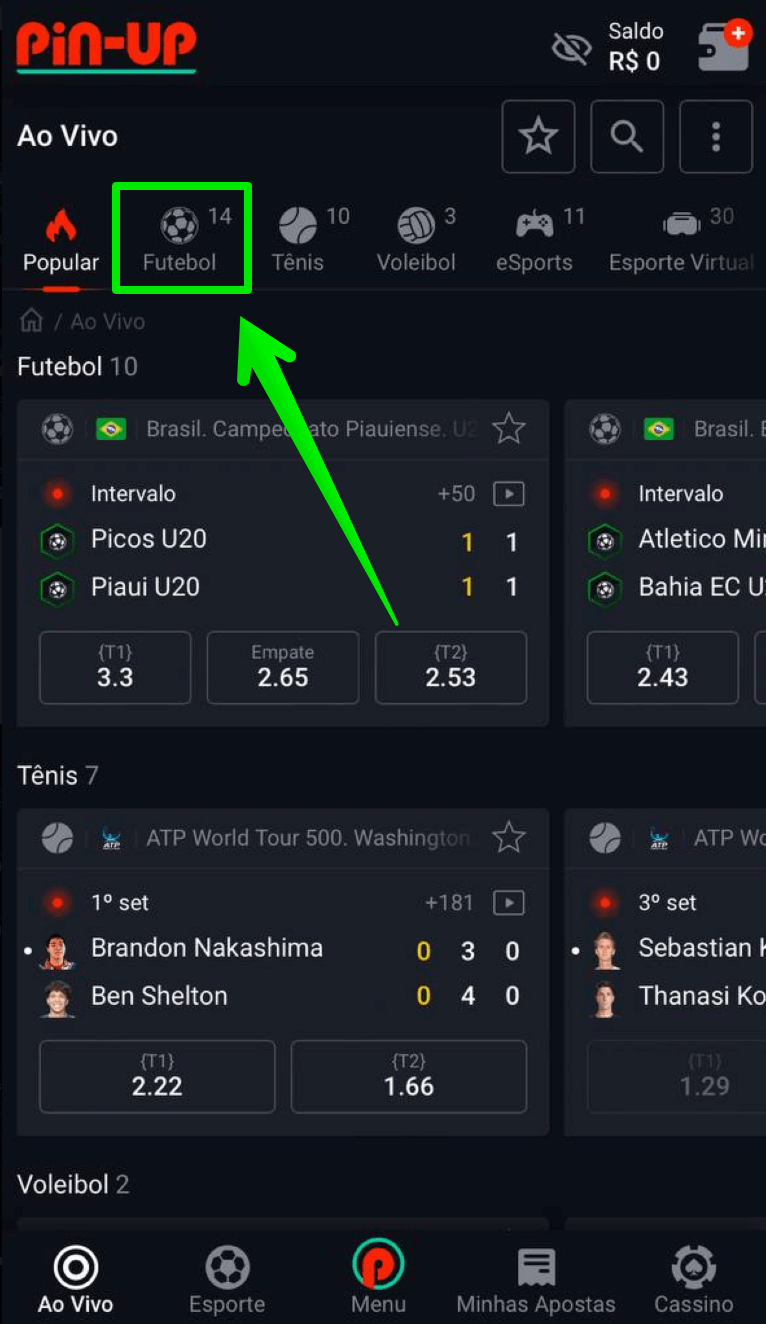 Agora pode optar por uma das modalidades esportivas