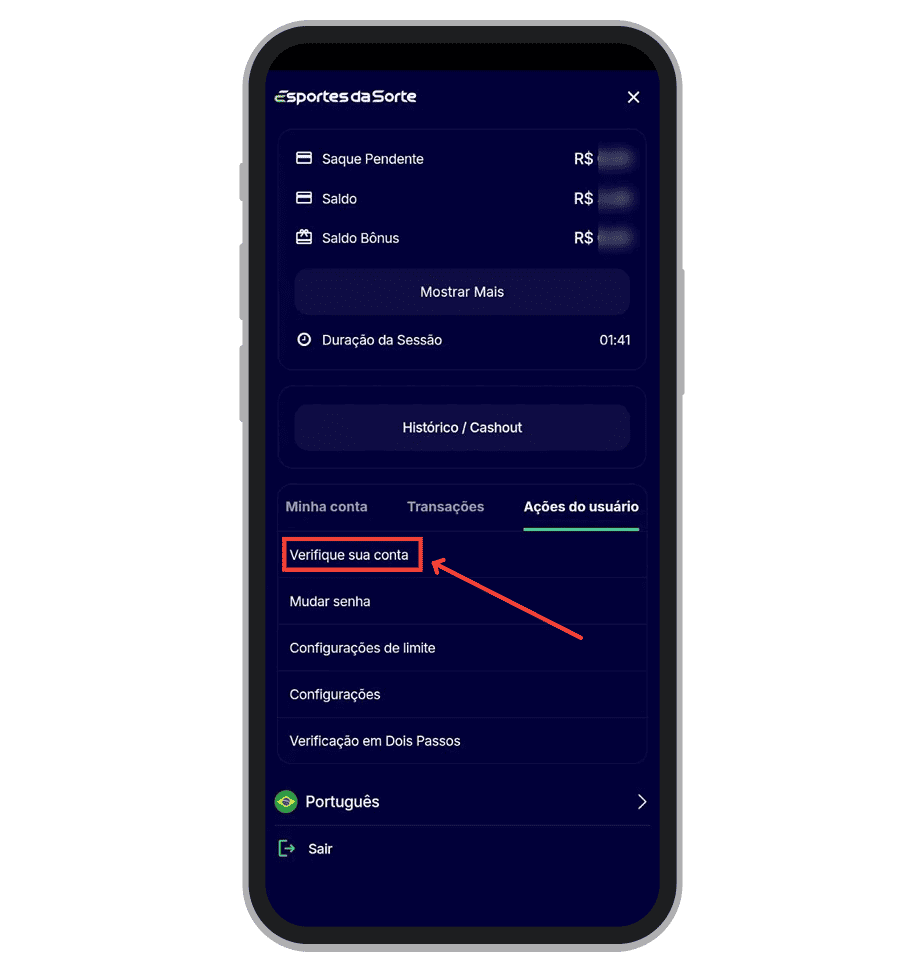 Ao fazer seu primeiro login no app faça a verificação da conta