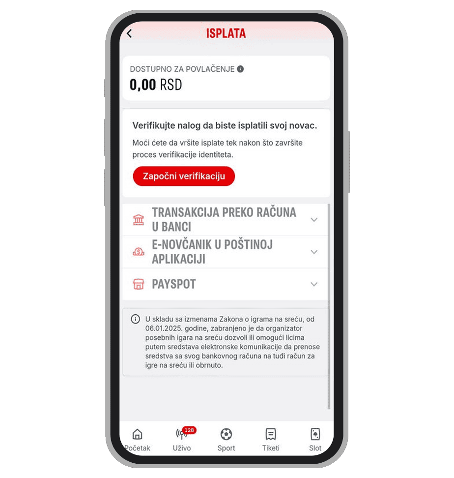 Superbet isplata na tekući račun