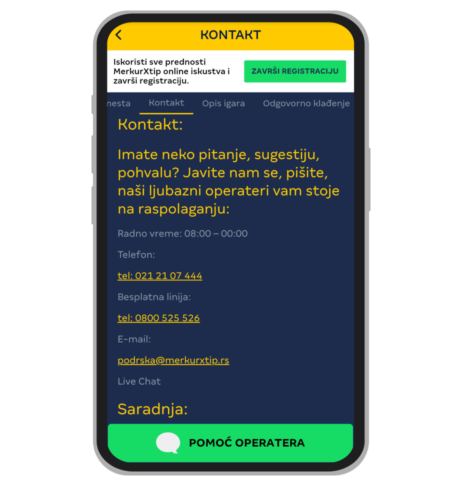MerkurXtip kontakt stranica