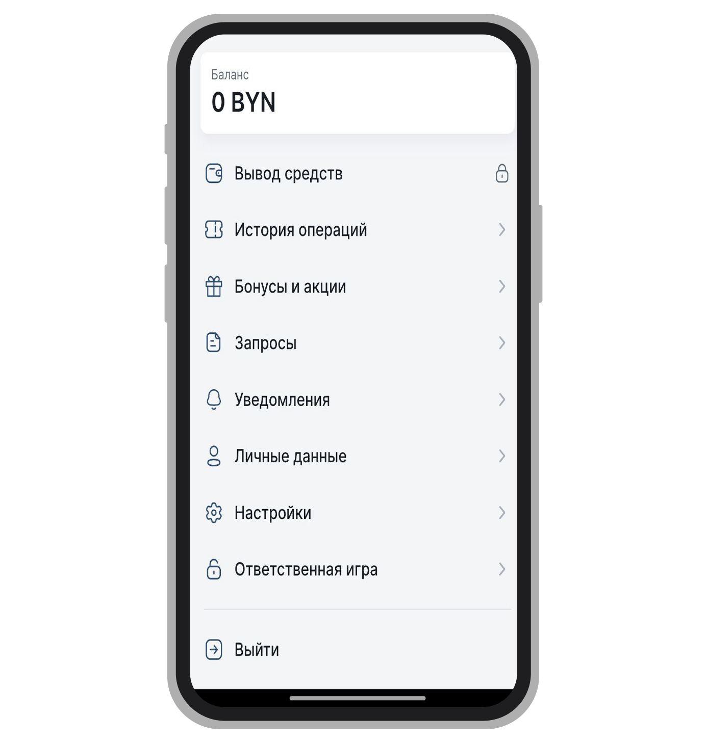 Личный кабинет в приложении