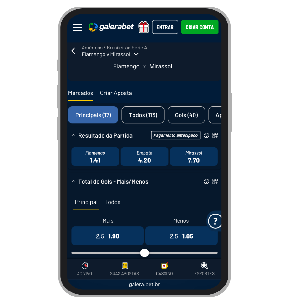 Mercados de apostas do evento