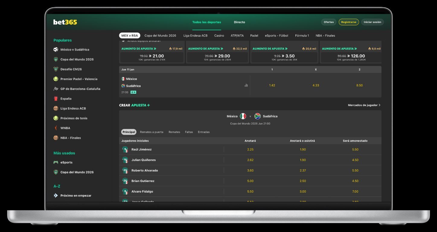 Página principal de Bet365
