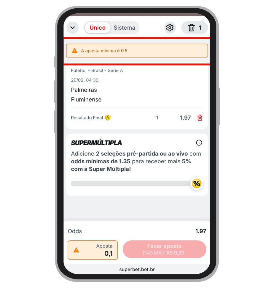 Aposta mínima na Superbet