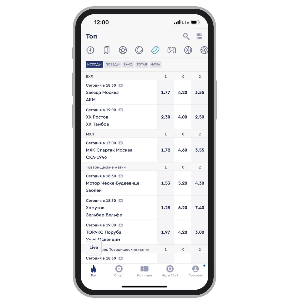 Линия на хоккей в Fonbet