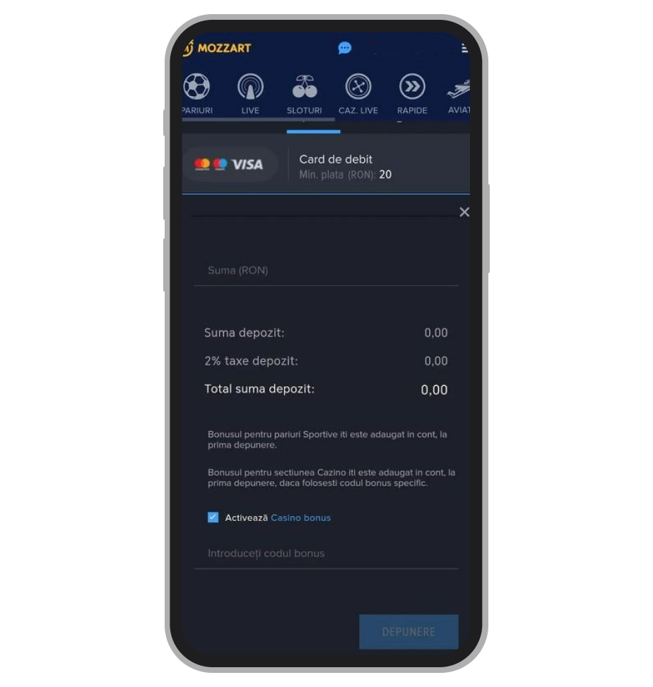 Selectează activează bonus Mozzart