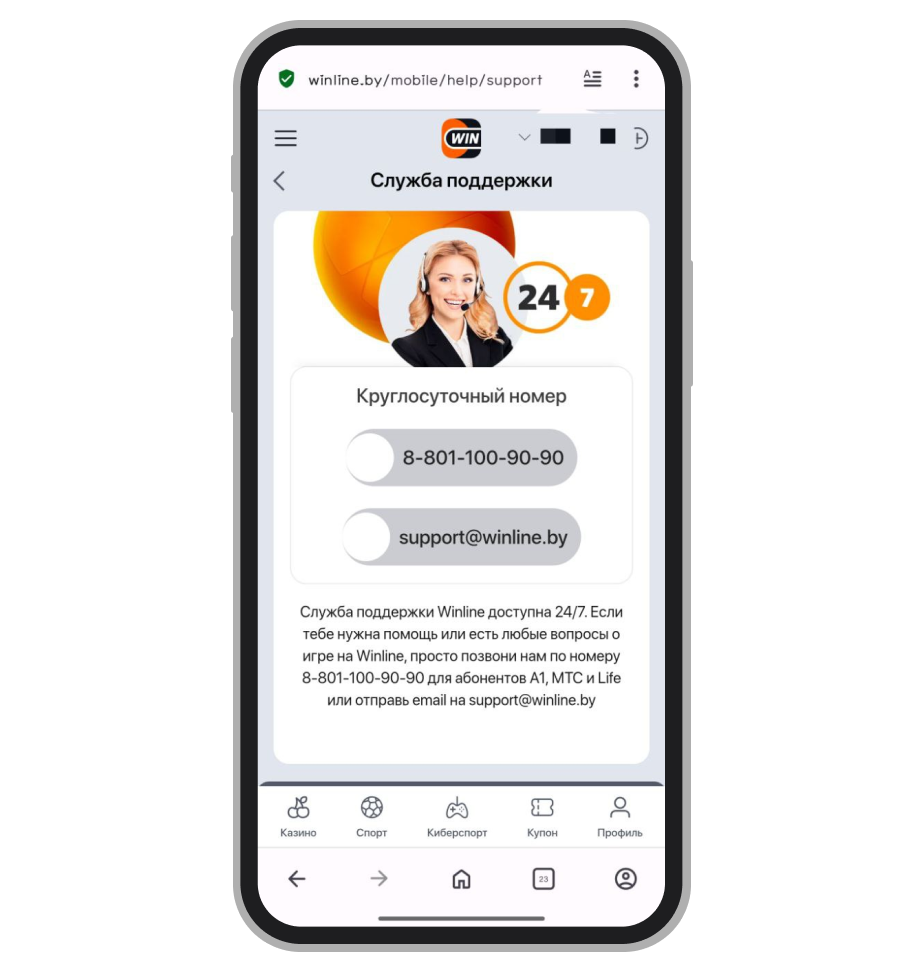 Саппорт Winline