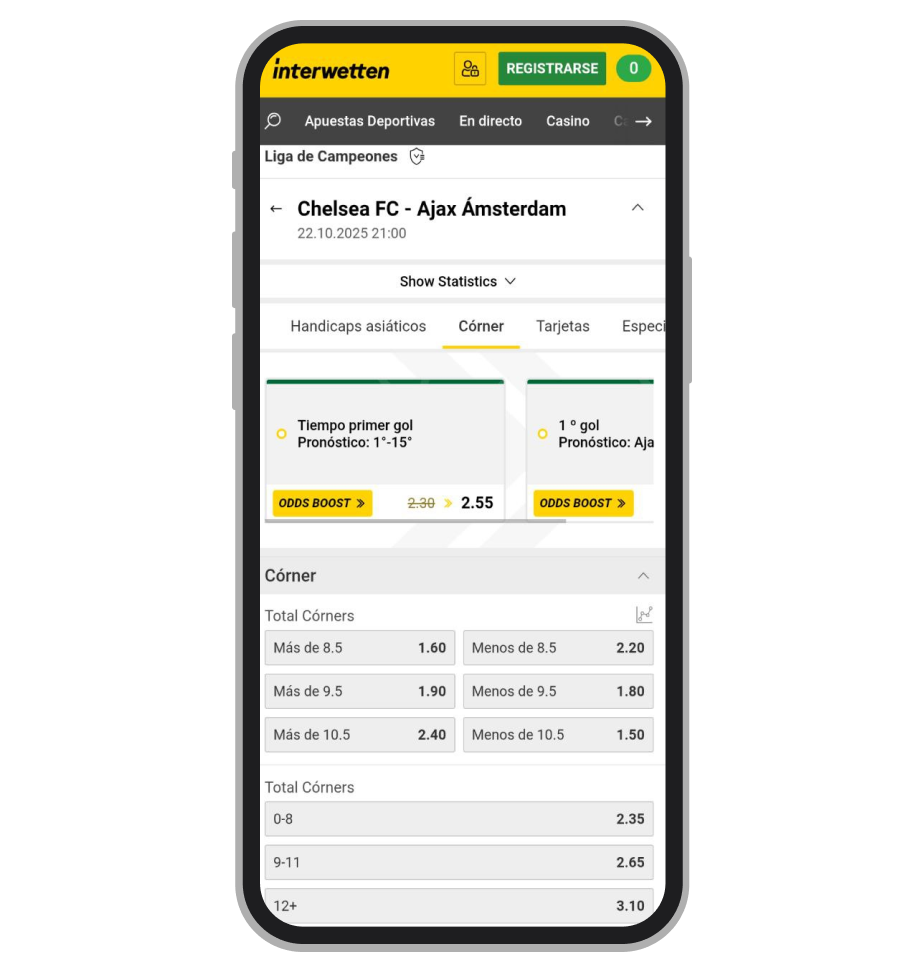  Interwetten. Apuestas en córners