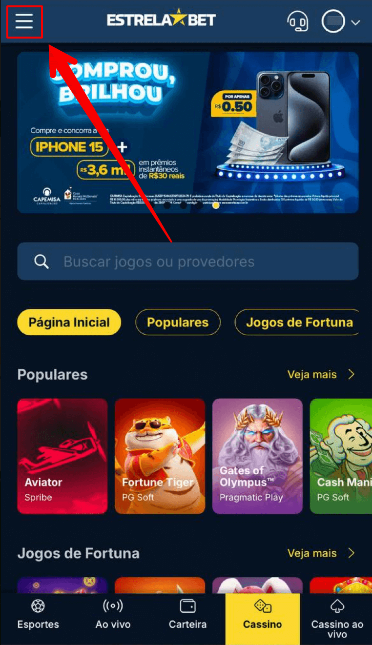 Acesse o menu