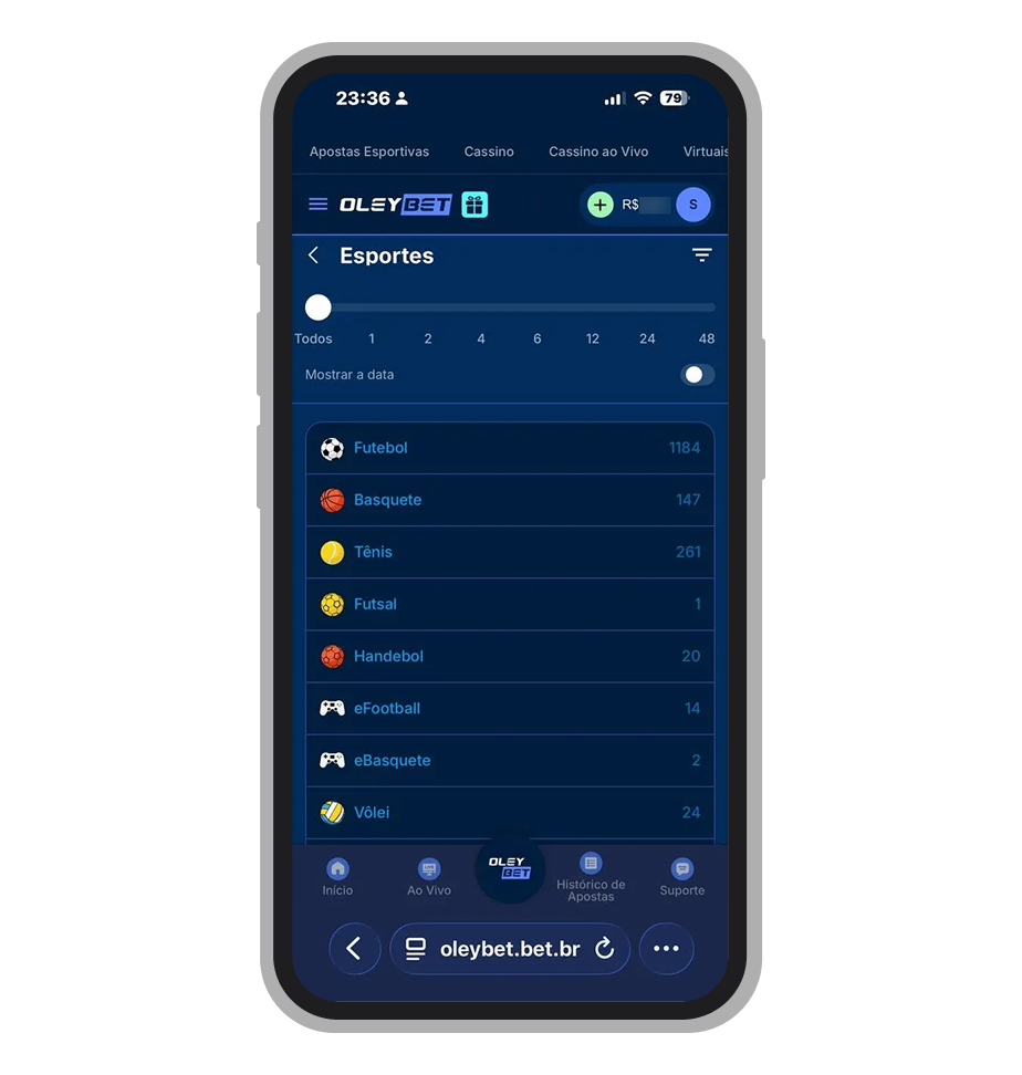 Lista completa de modalidades esportivas disponíveis na OleyBet com contagem de eventos