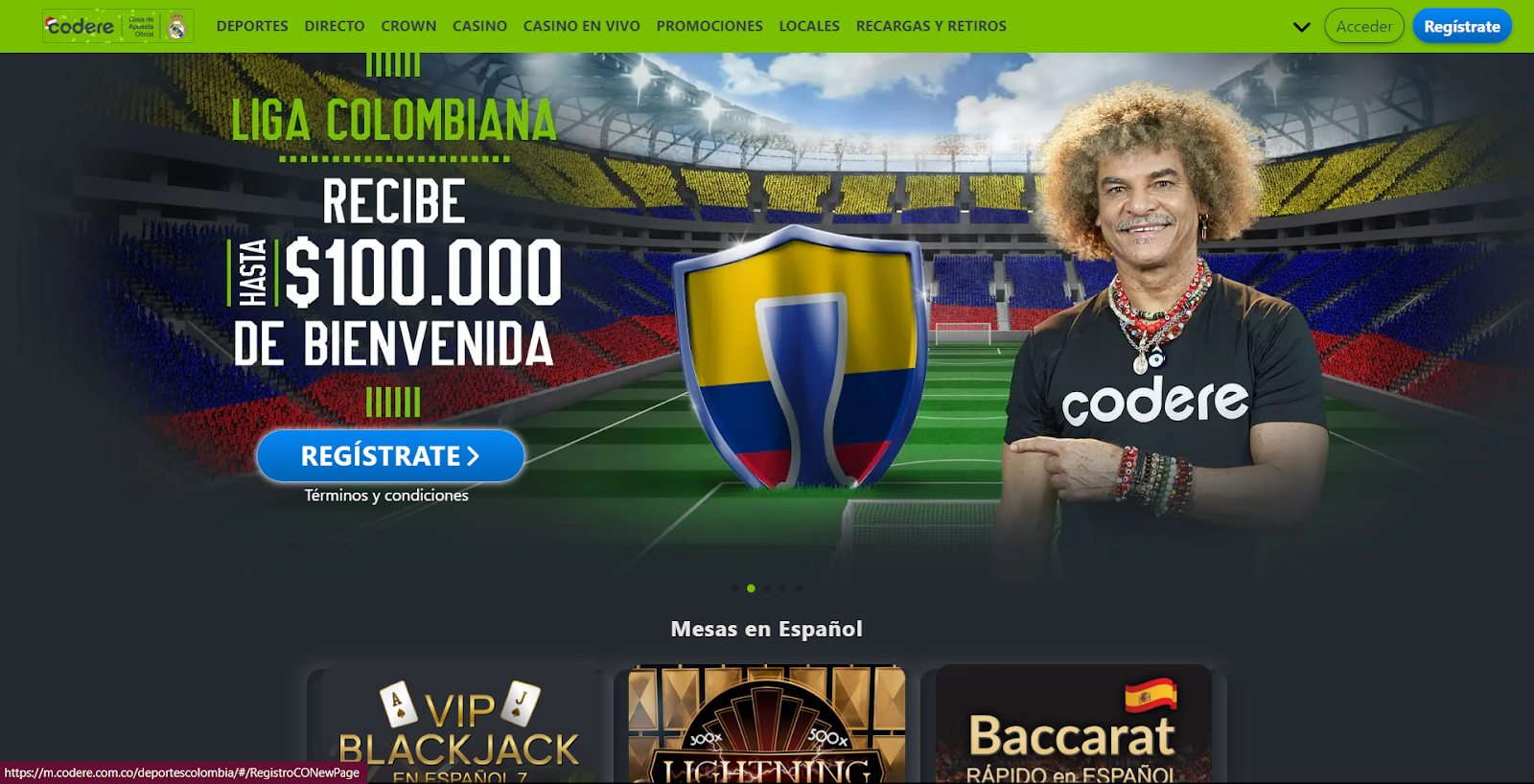 Codere: casa de apuestas con depósito mínimo 5000 pesos