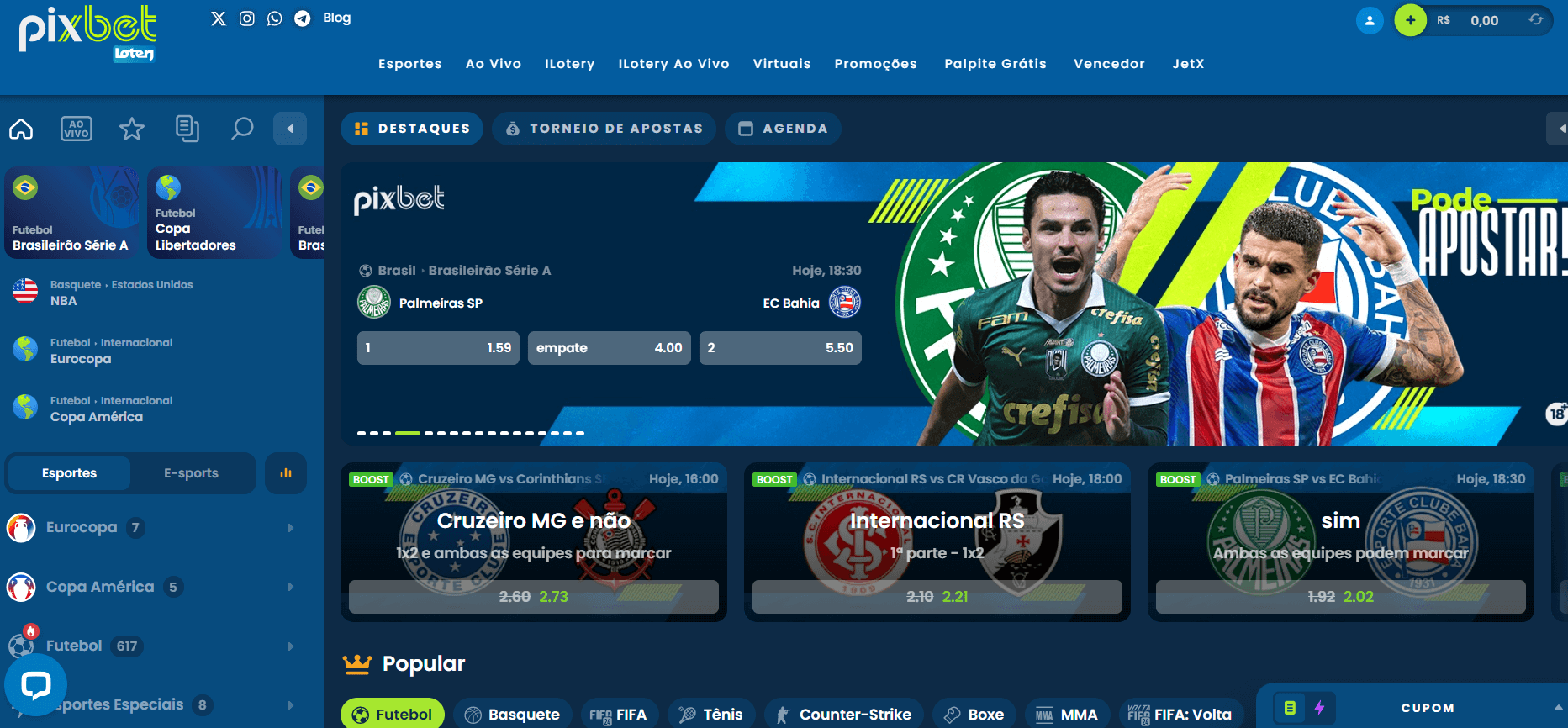 Acesse ao site Pixbet apostas online