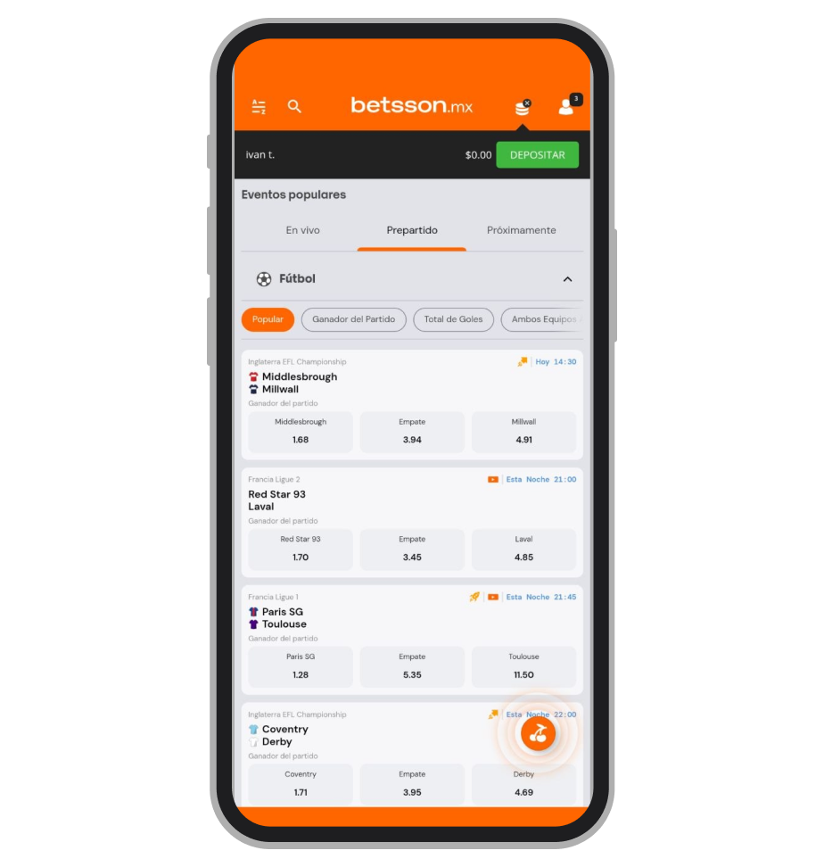 Schermata interfaccia Betsson app su smartphone che mostra slot e pulsanti di navigazione