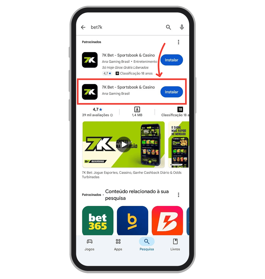 Busque o app na Google Play 