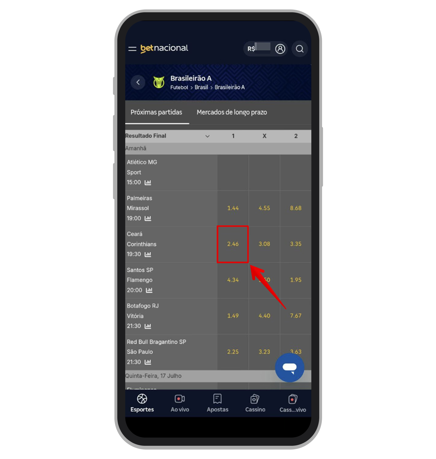 Escolha de mercados e palpites Betnacional