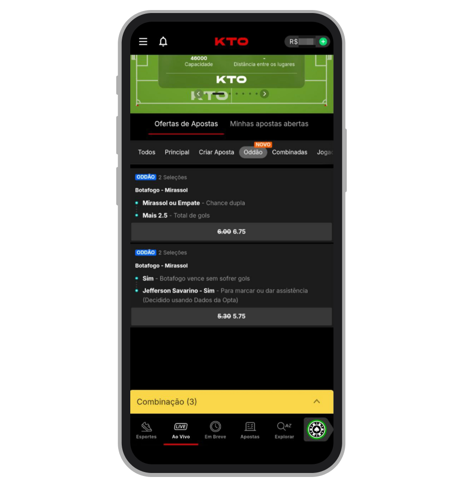 A funcionalidade Oddão no KTO app