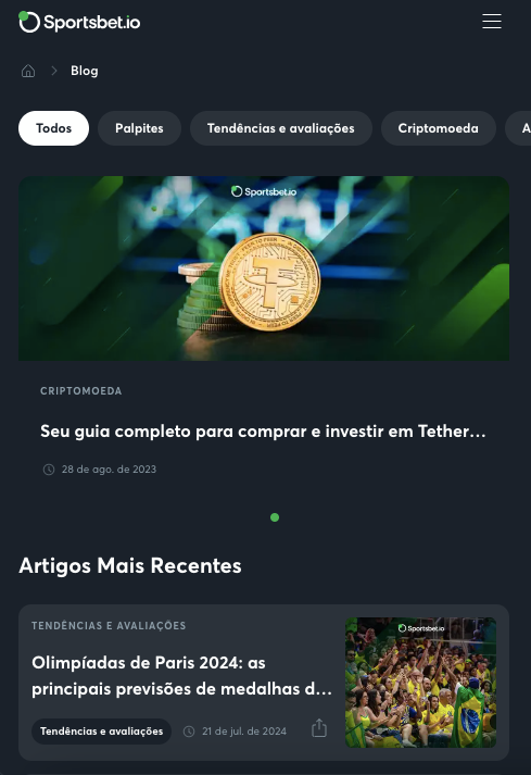 Blog informativo no app de apostas esportivas Sportsbet