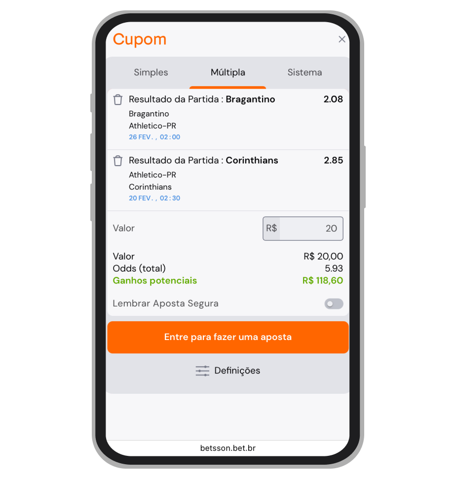 Cupom de apostas da Betsson