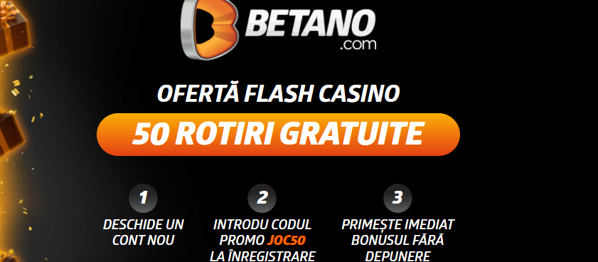 Nou! 50 de rotiri gratuite fara depunere la Betano