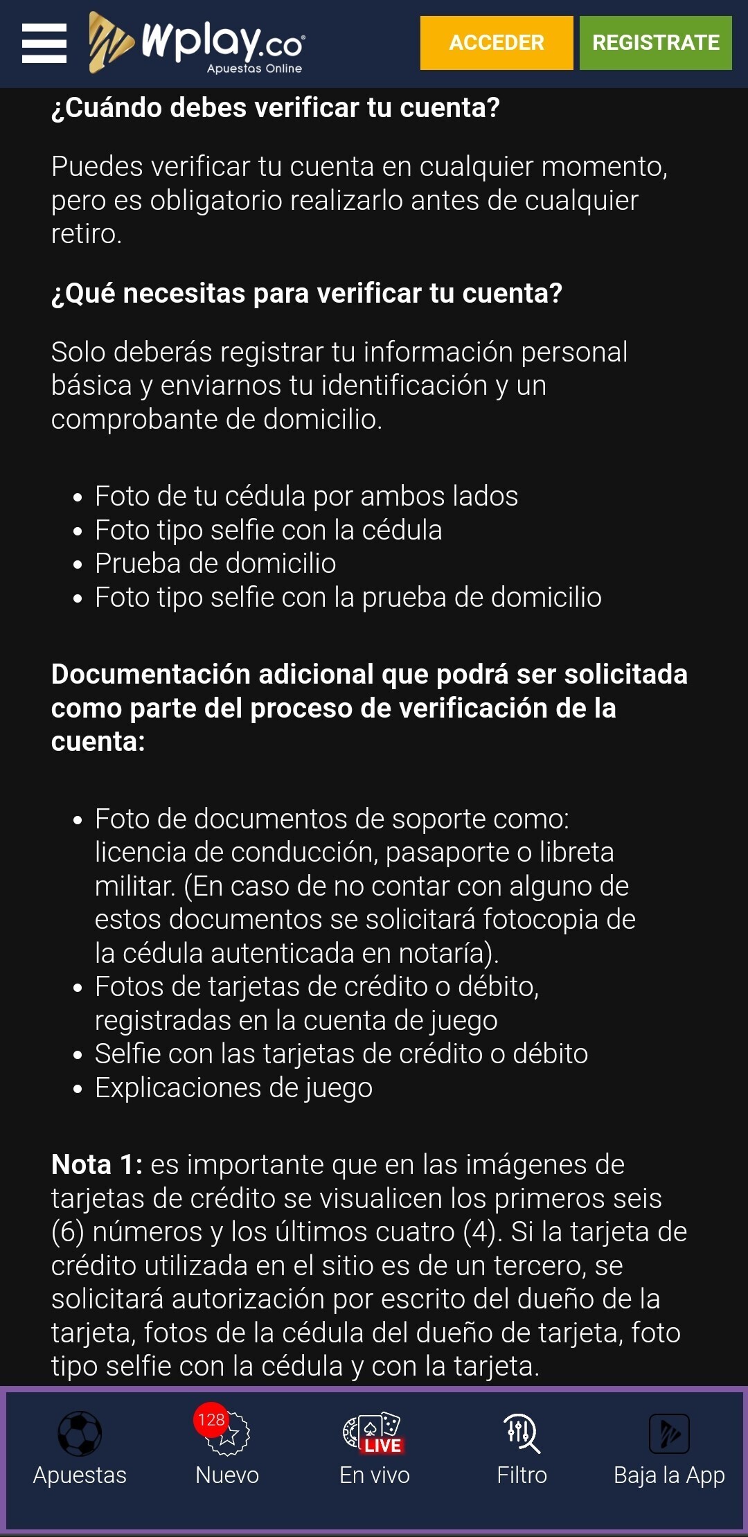 Wplay verificación