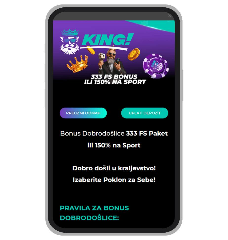 King bonus dobrodošlice