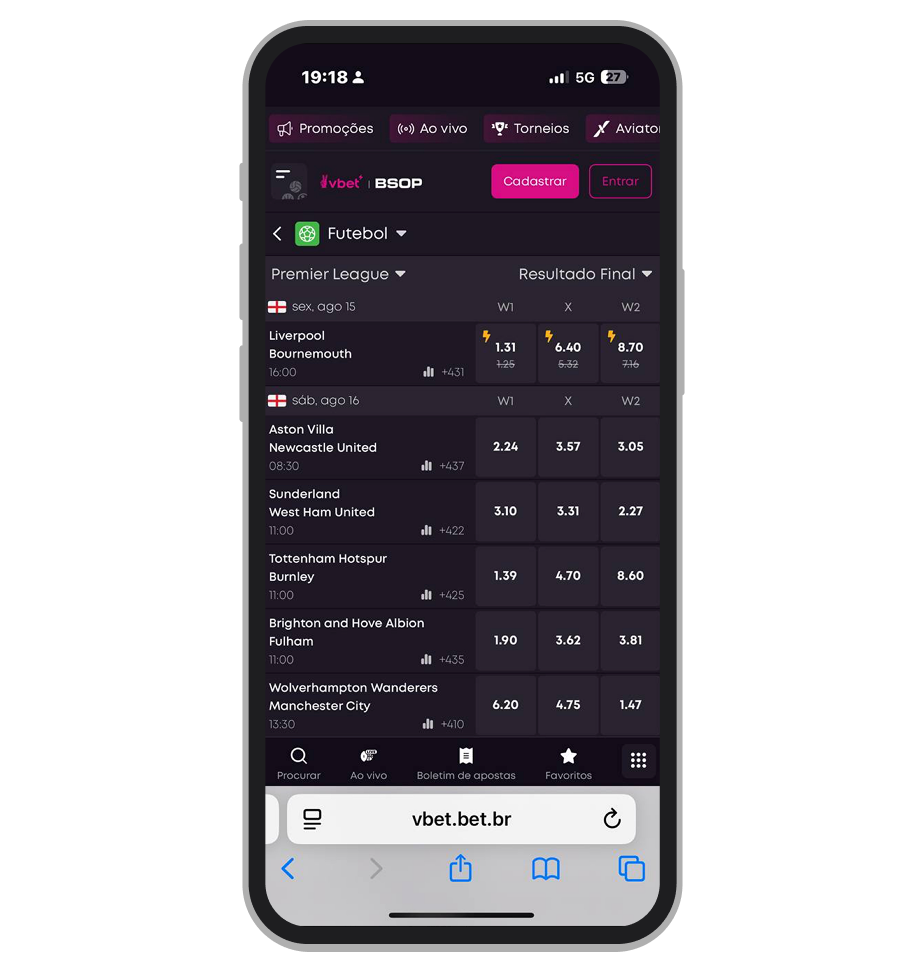 A VBET é uma das casas de apostas que oferece adds altas para as ligas europeias