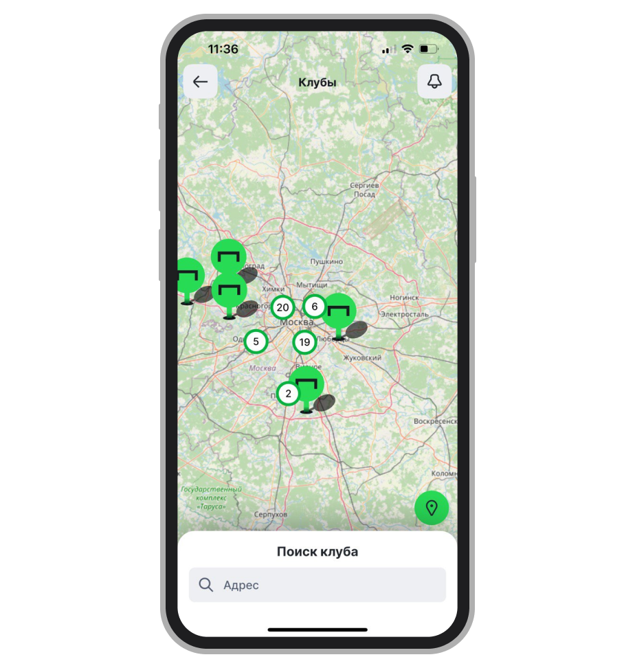 Карта с клубами