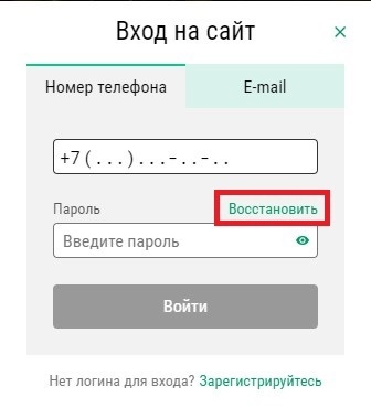 Ссылка в окне авторизации на сайте ligastavok.ru