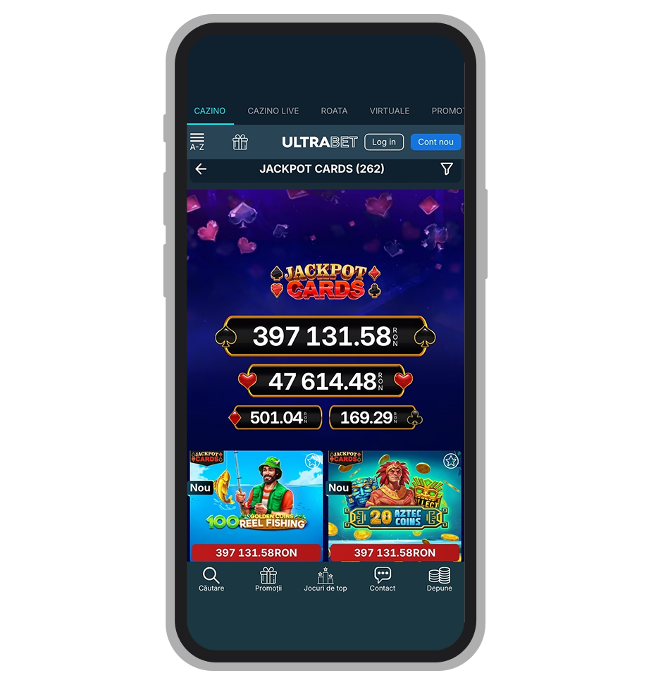 Secțiunea Jackpot Cards