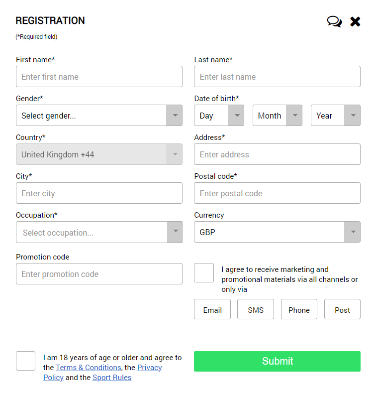 Input your personal details and submit