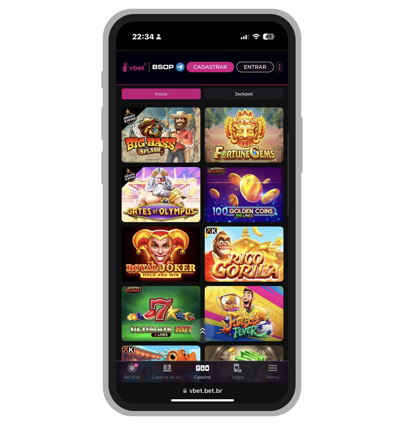 Caça-níqueis no site da VBET