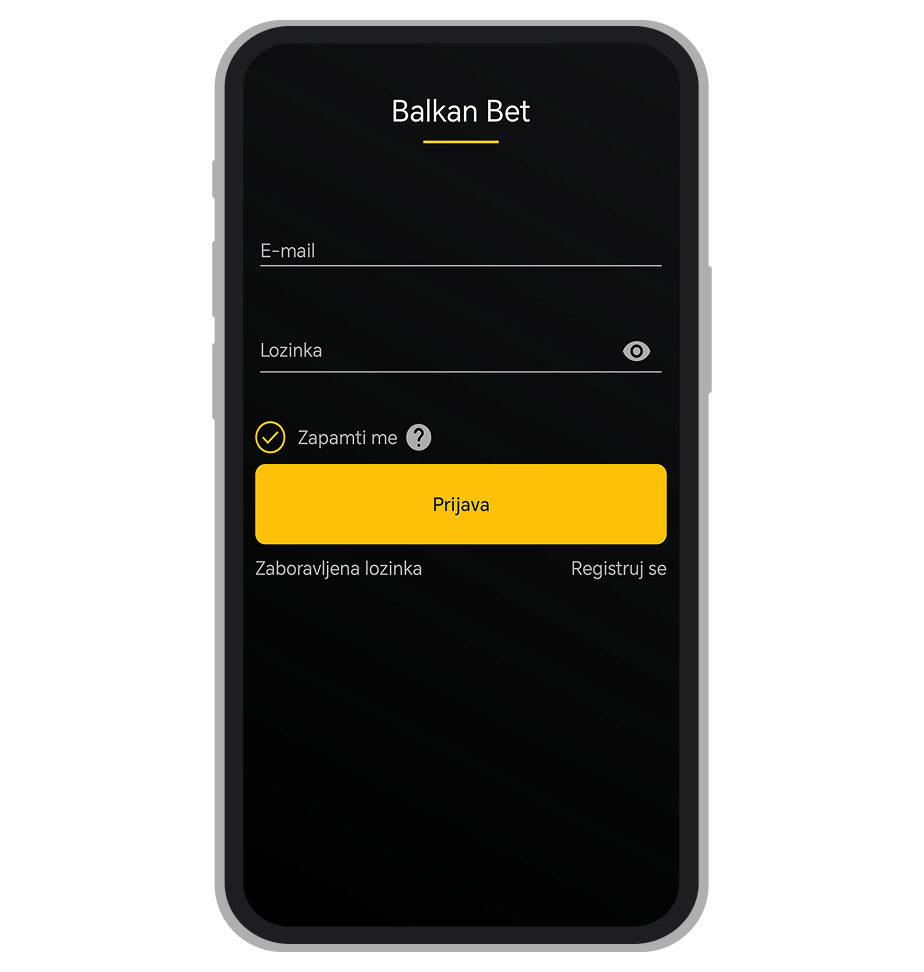 BalkanBet registracija u aplikaciji